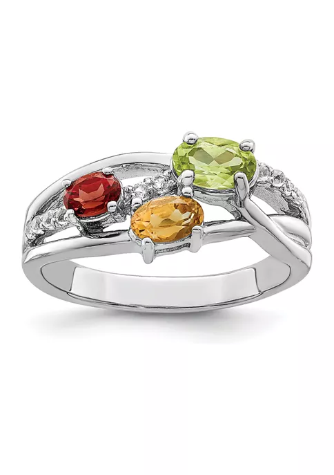 Brand new 😉 1 ct. t.w. Peridot, Citrine, Garnet and White Topaz Ring in Rhodium-Plated Sterling Silver by Belk & Co. 😍 1 Brand new 😉 1 ct. t.w. Peridot, Citrine, Garnet and White Topaz Ring in Rhodium-Plated Sterling Silver by Belk & Co. 😍