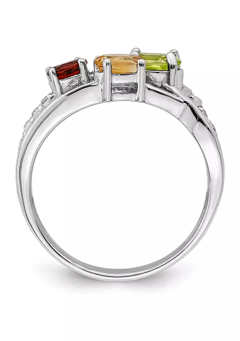 Brand new 😉 1 ct. t.w. Peridot, Citrine, Garnet and White Topaz Ring in Rhodium-Plated Sterling Silver by Belk & Co. 😍 2 Brand new 😉 1 ct. t.w. Peridot, Citrine, Garnet and White Topaz Ring in Rhodium-Plated Sterling Silver by Belk & Co. 😍 - Image 2