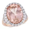 Wholesale ✔️ 9.75 ct. t.w. Morganite and 1.4 ct. t.w. Diamond Oval Halo Cocktail Ring in 14k Rose Gold by Belk & Co. 👍