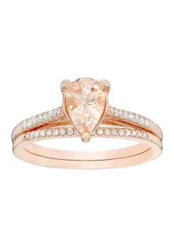 Wholesale 🔔 1 ct. t.w. Morganite and 1/8 ct. t.w. Diamond Bridal Set Ring in 10K White Gold by Belk & Co. ⭐ -DealsBelk & Co. Store Belk 21186