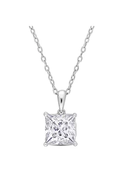 Buy 🌟 Lab Created 3 ct. t.g.w. Created Moissanite Solitaire Pendant with Chain in Sterling Silver by Belk & Co. 🎁