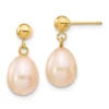 New ❤️ 14K Yellow Gold 8-9mm Pink Rice Freshwater Cultured Pearl Dangle Post Earrings by Belk & Co. 💯