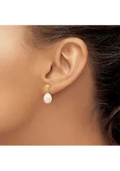 New ❤️ 14K Yellow Gold 8-9mm Pink Rice Freshwater Cultured Pearl Dangle Post Earrings by Belk & Co. 💯 -DealsBelk & Co. Store Belk 21227