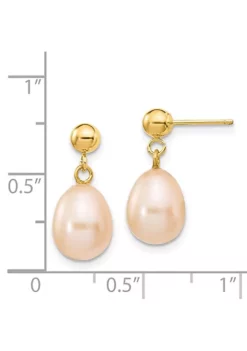 New ❤️ 14K Yellow Gold 8-9mm Pink Rice Freshwater Cultured Pearl Dangle Post Earrings by Belk & Co. 💯 -DealsBelk & Co. Store Belk 21228