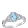 Cheapest 💯 5/8 ct. t.w. Aquamarine, 1/10 ct. t.w. White Sapphire and 1/3 ct. t.w. Diamond Halo Twist Ring by Belk & Co. 👏