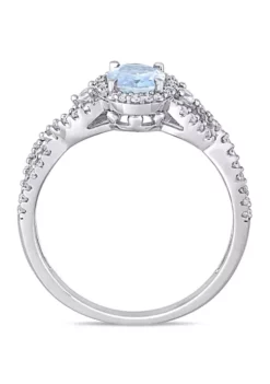 Cheapest 💯 5/8 ct. t.w. Aquamarine, 1/10 ct. t.w. White Sapphire and 1/3 ct. t.w. Diamond Halo Twist Ring by Belk & Co. 👏 -DealsBelk & Co. Store Belk 21255
