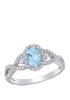 Cheapest 💯 5/8 ct. t.w. Aquamarine, 1/10 ct. t.w. White Sapphire and 1/3 ct. t.w. Diamond Halo Twist Ring by Belk & Co. 👏 -DealsBelk & Co. Store Belk 21256