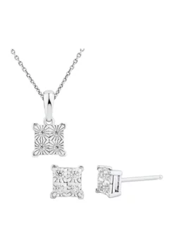 Best Pirce ✔️ 1/10 ct. t.w. Diamond Earrings and Pendant Necklace Set in Sterling Silver by Belk & Co. 🛒 -DealsBelk & Co. Store Belk 2126