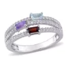Brand new ⌛ 3/4 ct. t.w. Multi-Gemstone Split-Shank Multi-Row Ring in Sterling Silver by Belk & Co. 🥰