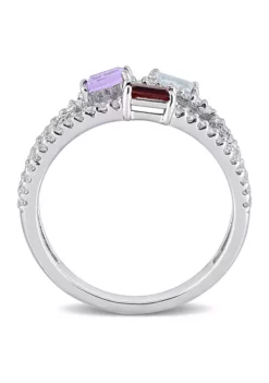 Brand new ⌛ 3/4 ct. t.w. Multi-Gemstone Split-Shank Multi-Row Ring in Sterling Silver by Belk & Co. 🥰 -DealsBelk & Co. Store Belk 21284