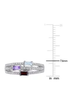 Brand new ⌛ 3/4 ct. t.w. Multi-Gemstone Split-Shank Multi-Row Ring in Sterling Silver by Belk & Co. 🥰 -DealsBelk & Co. Store Belk 21285