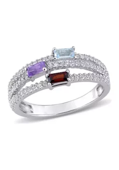 Brand new ⌛ 3/4 ct. t.w. Multi-Gemstone Split-Shank Multi-Row Ring in Sterling Silver by Belk & Co. 🥰 -DealsBelk & Co. Store Belk 21287
