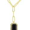 Brand new 🔥 Lab Created Onyx and White Sapphire Necklace in Gold Over Sterling Silver by Belk & Co. ❤️