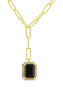 Brand new ๐ฅ Lab Created Onyx and White Sapphire Necklace in Gold Over Sterling Silver by Belk & Co. โค๏ธ