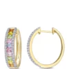 Best deal 🤩 5.75 ct. t.w. Multi Color Sapphire Hoop Earrings in 14k Yellow Gold by Belk & Co. 👍