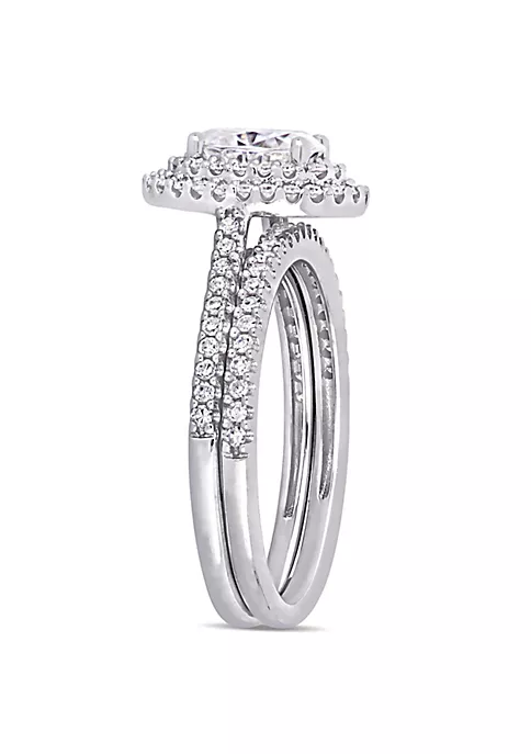 New 😀 Lab Created 1 CT DEW Oval Created Moissanite and 2/5 CT TW Diamond Bridal Set in 14k White Gold by Belk & Co. 🎁 2 New 😀 Lab Created 1 CT DEW Oval Created Moissanite and 2/5 CT TW Diamond Bridal Set in 14k White Gold by Belk & Co. 🎁 - Image 2