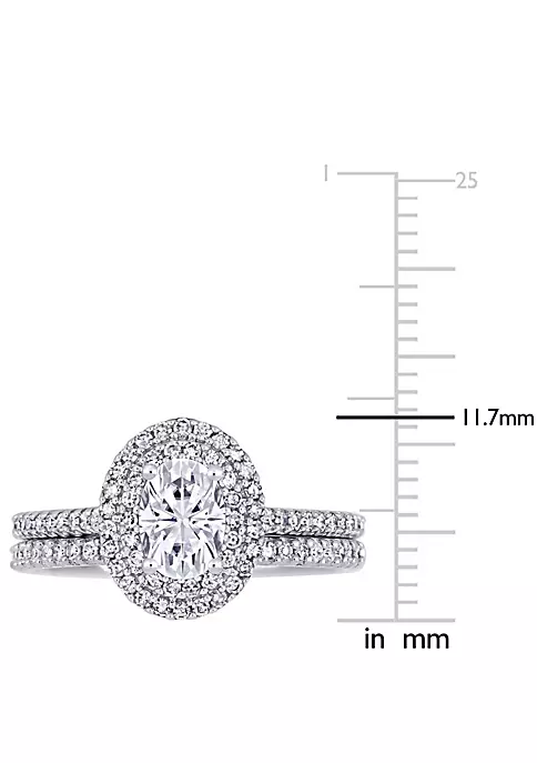 New 😀 Lab Created 1 CT DEW Oval Created Moissanite and 2/5 CT TW Diamond Bridal Set in 14k White Gold by Belk & Co. 🎁 4 New 😀 Lab Created 1 CT DEW Oval Created Moissanite and 2/5 CT TW Diamond Bridal Set in 14k White Gold by Belk & Co. 🎁 - Image 4