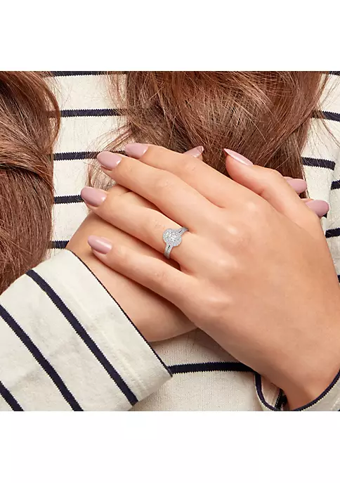 New 😀 Lab Created 1 CT DEW Oval Created Moissanite and 2/5 CT TW Diamond Bridal Set in 14k White Gold by Belk & Co. 🎁 5 New 😀 Lab Created 1 CT DEW Oval Created Moissanite and 2/5 CT TW Diamond Bridal Set in 14k White Gold by Belk & Co. 🎁 - Image 5