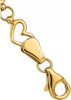Wholesale 🧨 14K Yellow Gold and White Rhodium Plated Polished Heart Diamond Cut 7.25 Inch Bracelet by Belk & Co. 💯 -DealsBelk & Co. Store Belk 21316