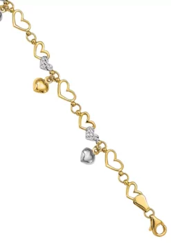 Wholesale 🧨 14K Yellow Gold and White Rhodium Plated Polished Heart Diamond Cut 7.25 Inch Bracelet by Belk & Co. 💯 -DealsBelk & Co. Store Belk 21317