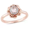 Best deal 🤩 Morganite and 1/10 CT TW Diamond Halo Flower Ring in 10k Rose Gold by Belk & Co. ⭐