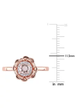 Best deal 🤩 Morganite and 1/10 CT TW Diamond Halo Flower Ring in 10k Rose Gold by Belk & Co. ⭐ -DealsBelk & Co. Store Belk 21324