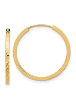 Buy ❤️ 14K Yellow Gold Diamond Cut Endless Hoop Earrings by Belk & Co. 🤩
