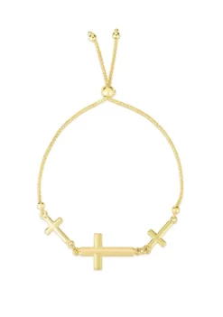 New 👍 3 Sideway Crosses Gold Bolo Bracelet by Belk & Co. ❤️