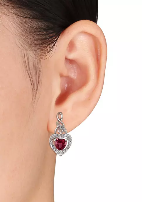 Promo 👍 Lab Created 1.18 ct. t.g.w. Created Ruby and 1/8 ct. t.w. Diamond Heart Earrings In Sterling Silver by Belk & Co. 😀 3 Promo 👍 Lab Created 1.18 ct. t.g.w. Created Ruby and 1/8 ct. t.w. Diamond Heart Earrings In Sterling Silver by Belk & Co. 😀 - Image 3