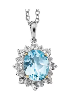 Best reviews of 🎁 5.92 ct. t.w. Sky Blue Topaz and 1.20 ct.t.w White Topaz Necklace in Sterling Silver and 14K Gold True Two-tone by Belk & Co. 🌟 -DealsBelk & Co. Store Belk 21373