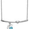 Wholesale 😍 1/3 ct. t.w. Swiss Blue Topaz Moon with 2.25 Inch Ext. Necklace in Rhodium-Plated Sterling Silver by Belk & Co. 😀