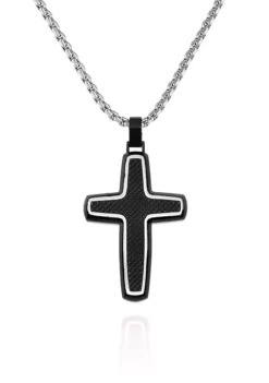 Brand new 👏 Men's Stainless Steel and Carbon Fiber Cross Pendant by Belk & Co. 😀 -DealsBelk & Co. Store Belk 21394