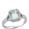 Best Sale 🎉 1 7/8 ct. t.w. Aquamarine and 1/5 ct. t.w. Diamond Rectangle Ring by Belk & Co. 🤩