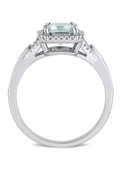 Best Sale 🎉 1 7/8 ct. t.w. Aquamarine and 1/5 ct. t.w. Diamond Rectangle Ring by Belk & Co. 🤩 -DealsBelk & Co. Store Belk 21408