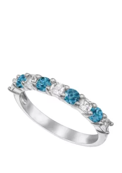 Flash Sale ❤️ 9/10 ct. t.w. Sky Blue Topaz and Lab Created White Sapphire Ring in Sterling Silver by Belk & Co. 🔔