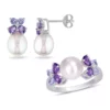 Best Pirce 🔔 2-Piece Set Cultured Freshwater Pearl, Multi-Gemstone and Diamond Stud Earrings and Ring in Sterling Silver by Belk & Co. 🔥