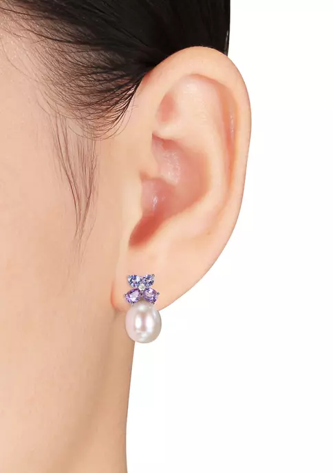 Best Pirce 🔔 2-Piece Set Cultured Freshwater Pearl, Multi-Gemstone and Diamond Stud Earrings and Ring in Sterling Silver by Belk & Co. 🔥 3 Best Pirce 🔔 2-Piece Set Cultured Freshwater Pearl, Multi-Gemstone and Diamond Stud Earrings and Ring in Sterling Silver by Belk & Co. 🔥 - Image 3