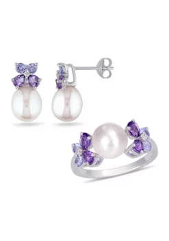 Best Pirce 🔔 2-Piece Set Cultured Freshwater Pearl, Multi-Gemstone and Diamond Stud Earrings and Ring in Sterling Silver by Belk & Co. 🔥 7 Best Pirce 🔔 2-Piece Set Cultured Freshwater Pearl, Multi-Gemstone and Diamond Stud Earrings and Ring in Sterling Silver by Belk & Co. 🔥 -DealsBelk & Co. Store Belk 21421