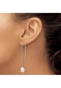 Best Sale ✔️ Sterling Silver Rhodium-plated 7-8mm Teardrop Freshwater Cultured Pearl Threader Earrings by Belk & Co. ❤️ -DealsBelk & Co. Store Belk 21431