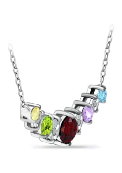 Deals 🤩 7/8 ct. t.w. Multi Gemstone and Diamond Necklace, Sterling Silver by Belk & Co. 🌟 -DealsBelk & Co. Store Belk 21434