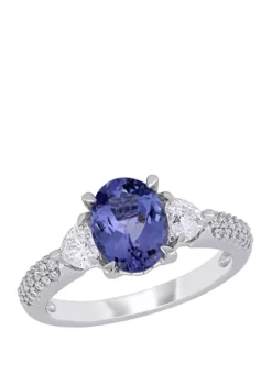 Wholesale ๐ 1.8 ct. t.w. Tanzanite and 5/8 ct t.w. Diamond 3 Stone Ring in 14K White Gold by Belk & Co. ๐