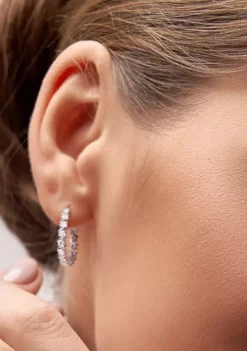 Deals 🧨 1.25 ct. t.w. Created Moissanite Hoop Earrings in Sterling Silver by Belk & Co. ❤️ -DealsBelk & Co. Store Belk 21477