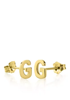 Buy ✔️ 14k Yellow Gold G Initial Earrings by Belk & Co. 🔔