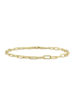 Best Sale 🔔 18k Yellow Gold Plated Sterling Silver 3.5mm Paperclip Chain Anklet, 9" by Belk & Co. ⭐