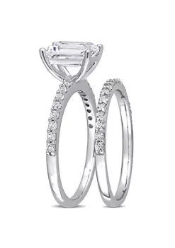 Cheap 🧨 Lab Created Emerald Cut Created White Sapphire Engagement Ring and Matching Eternity Ring 2pc Set in 10K White Gold by Belk & Co. 😍 -DealsBelk & Co. Store Belk 2153