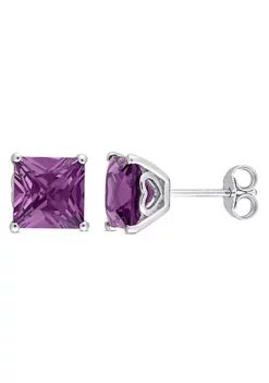Discount 🌟 Lab Created 5.1 CT TGW Created Alexandrite Earrings Silver by Belk & Co. 🤩