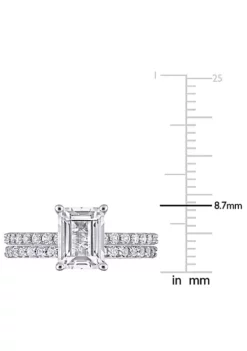 Cheap 🧨 Lab Created Emerald Cut Created White Sapphire Engagement Ring and Matching Eternity Ring 2pc Set in 10K White Gold by Belk & Co. 😍 -DealsBelk & Co. Store Belk 2154