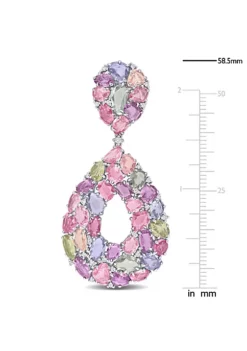 Brand new 👏 76.3 CT TGW Multi-Color Sapphire and 1/2 CT TW Diamond Teardrop Earrings in 14k White Gold by Belk & Co. 🔔 -DealsBelk & Co. Store Belk 21548