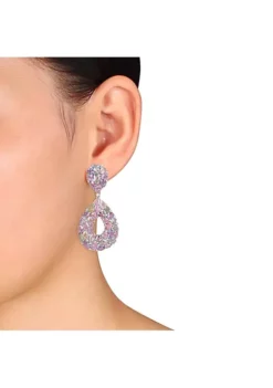 Brand new 👏 76.3 CT TGW Multi-Color Sapphire and 1/2 CT TW Diamond Teardrop Earrings in 14k White Gold by Belk & Co. 🔔 -DealsBelk & Co. Store Belk 21549