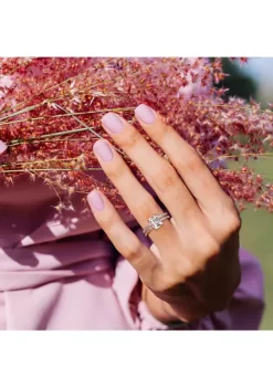 Cheap 🧨 Lab Created Emerald Cut Created White Sapphire Engagement Ring and Matching Eternity Ring 2pc Set in 10K White Gold by Belk & Co. 😍 -DealsBelk & Co. Store Belk 2156